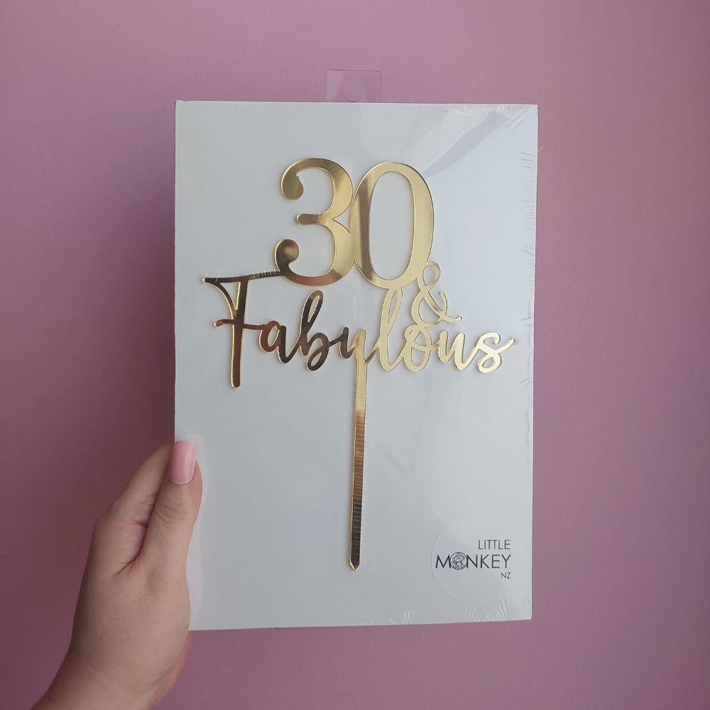 30 & Fabulous Cake Topper - Gold (New)