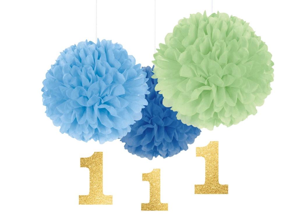 1st Birthday Blue Fluffy Decorations