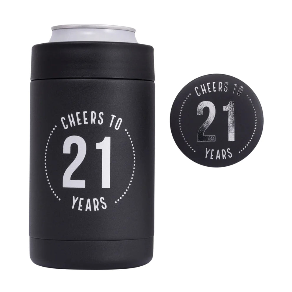 21st Birthday Insulated Drink Cooler & Badge Set