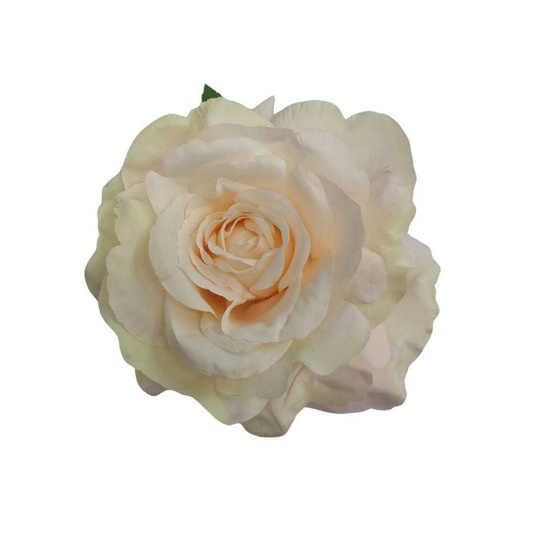 Single Artificial Large Open Rose Flower - Ivory