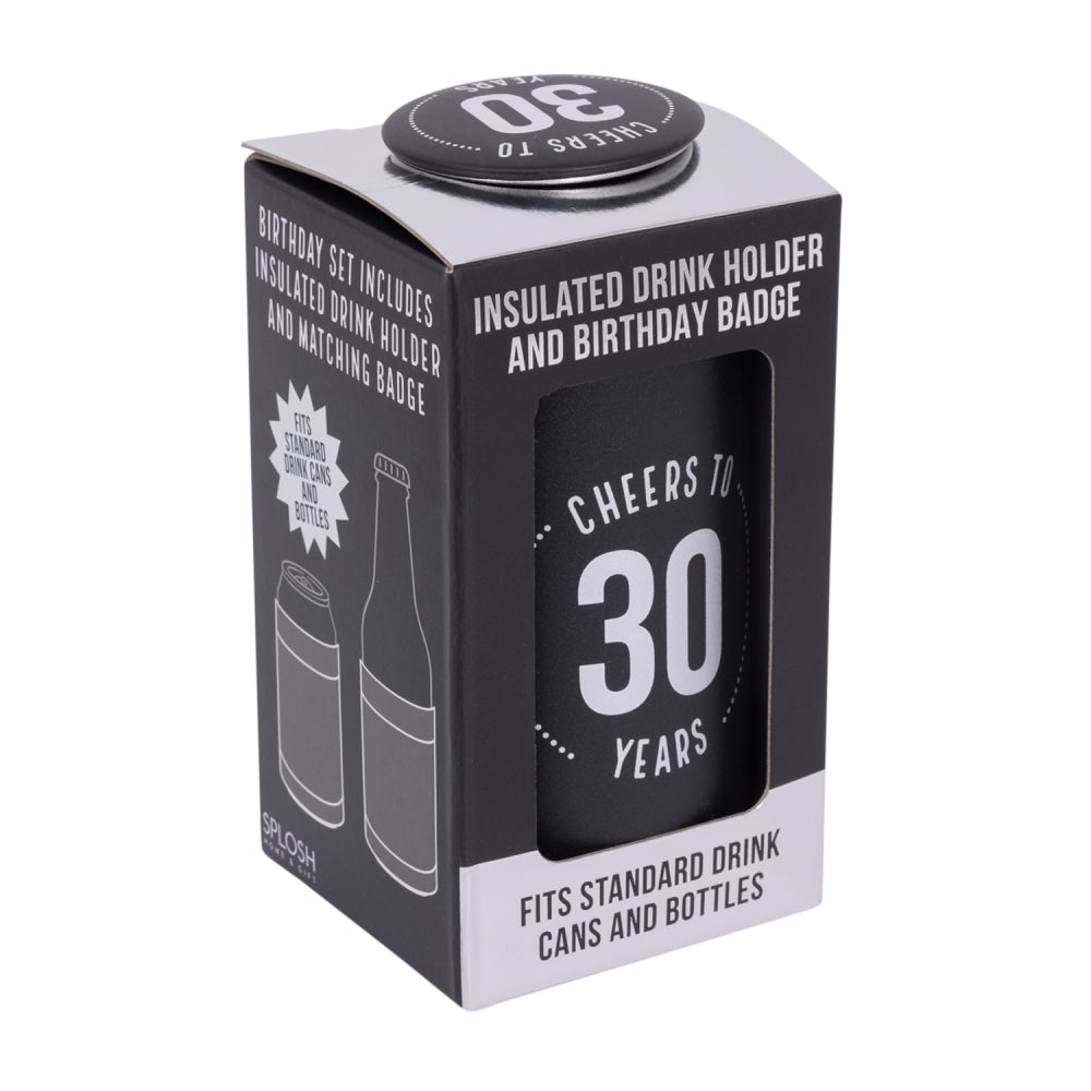30th Birthday Insulated Drink Cooler & Badge Set