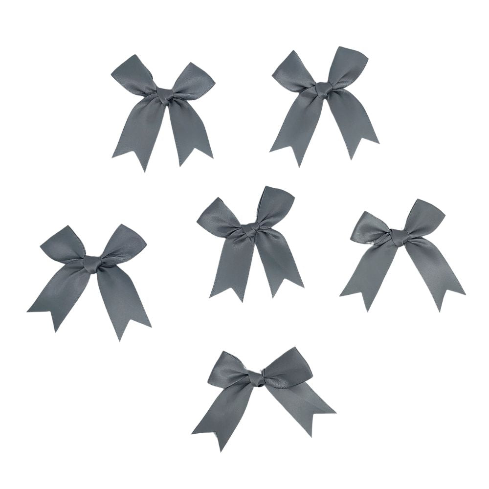 Silver Satin Bows 6pk