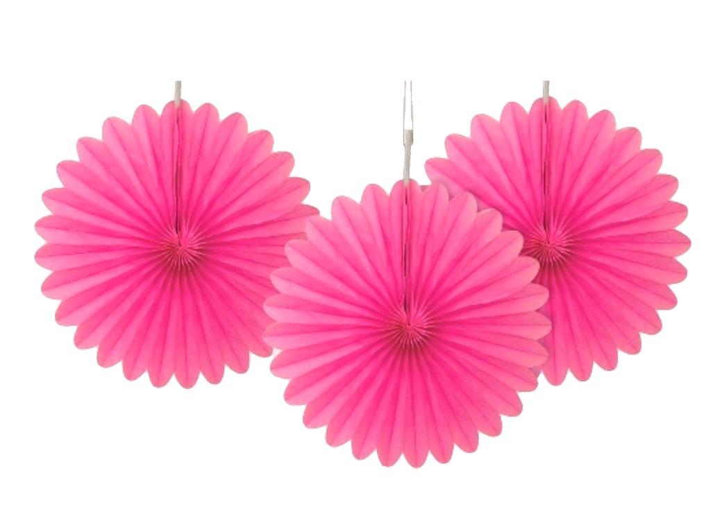 3 Pack Tissue Fans - Hot Pink