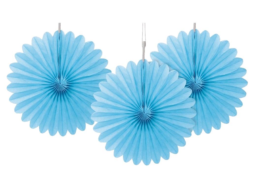 3 Pack Tissue Fans - Pale Blue