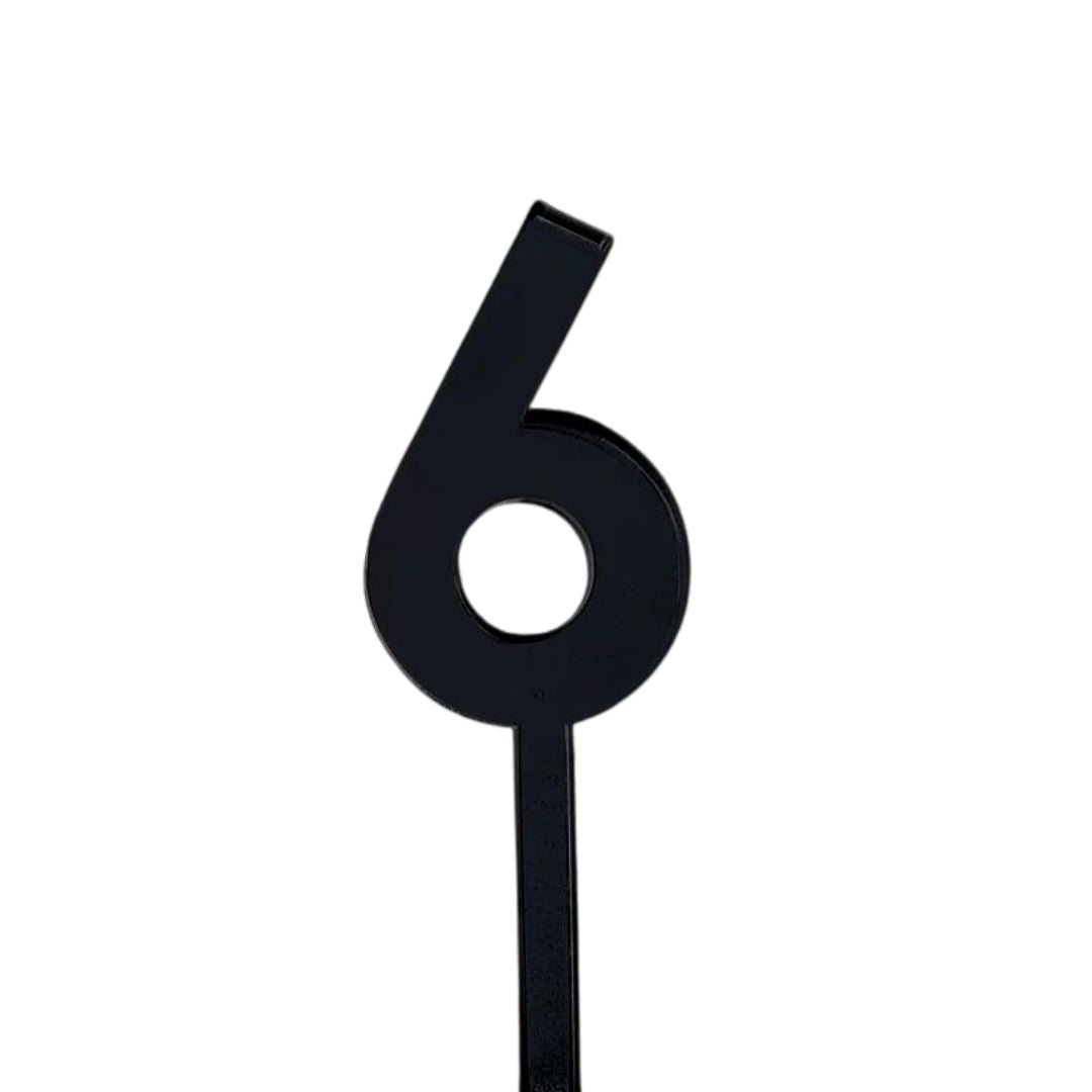 4.5cm Acrylic Number 6 - Black