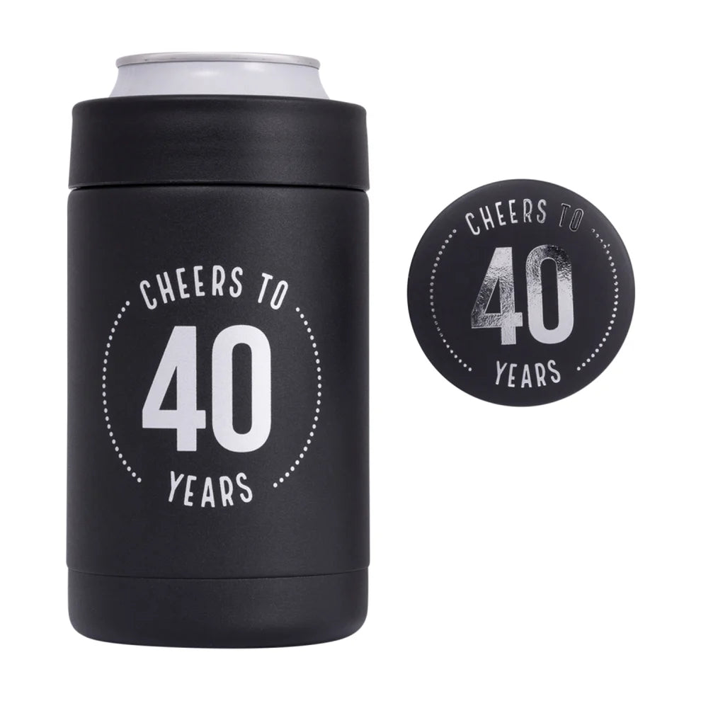 40th Birthday Insulated Drink Cooler & Badge Set