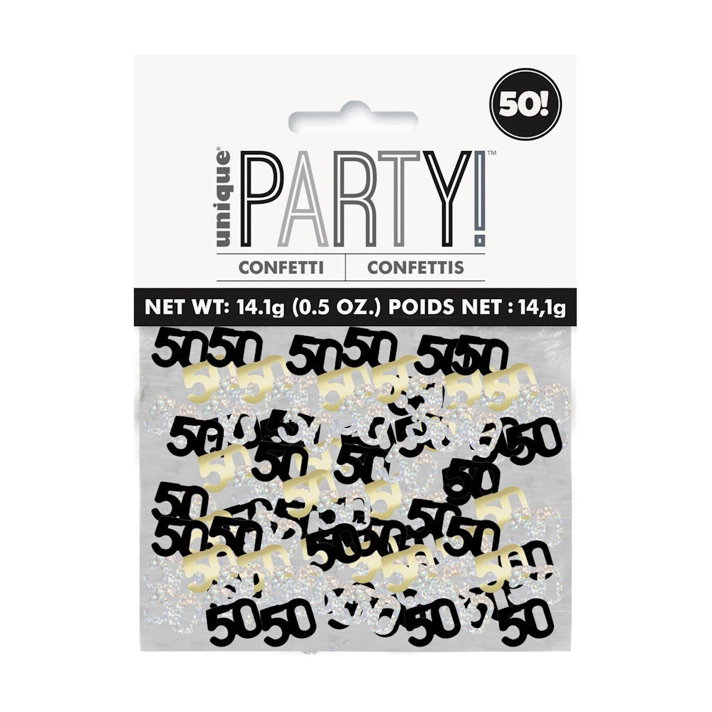 Party Confetti - Gold, Black & Silver 50