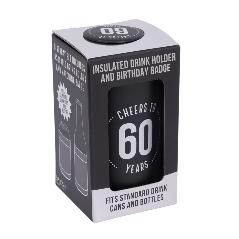 60th Birthday Insulated Drink Cooler & Badge Set