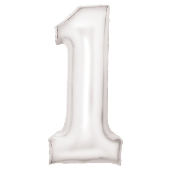 86cm Silk Lustre White Foil Balloon - 1