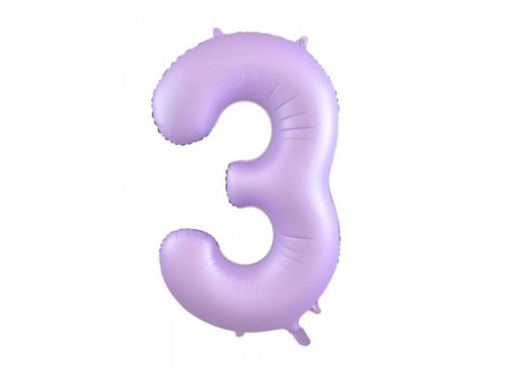 86cm Pastel Matte Lilac Number Balloon - 3
