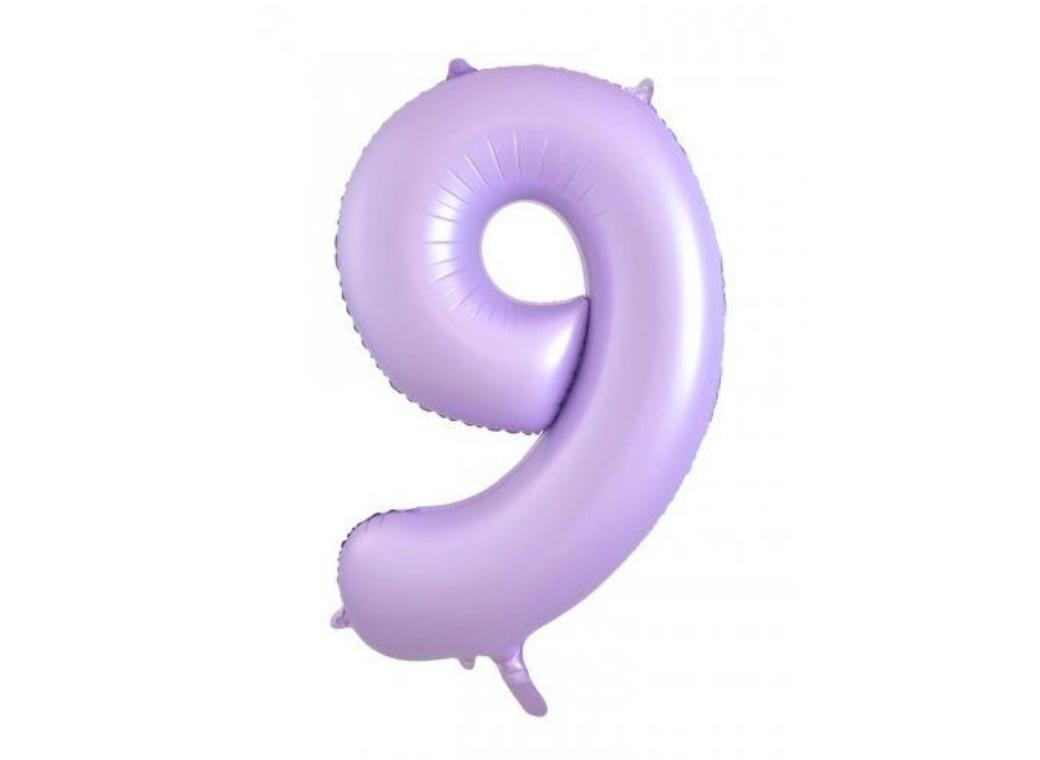 86cm Pastel Matte Lilac Number Balloon - 9