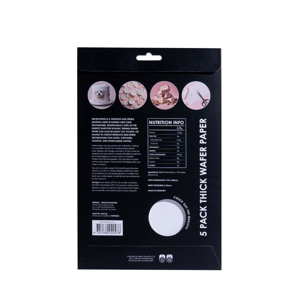 Sprinks A4 Thick Wafer Paper - 5pk