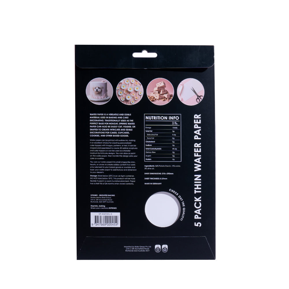 Sprinks A4 Thin Wafer Paper - 5pk