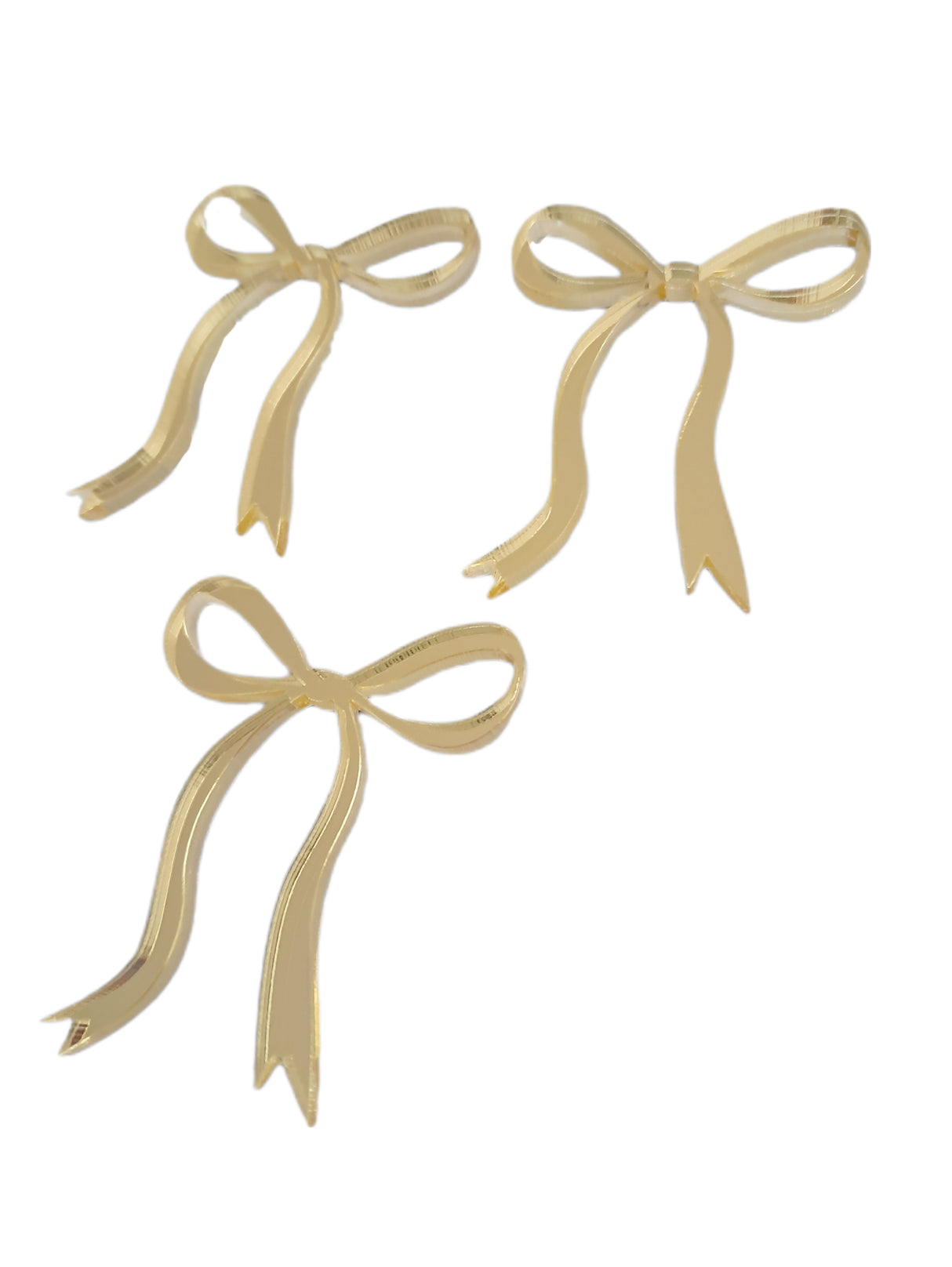 Acrylic Bows Cake Topper 3pk - Gold