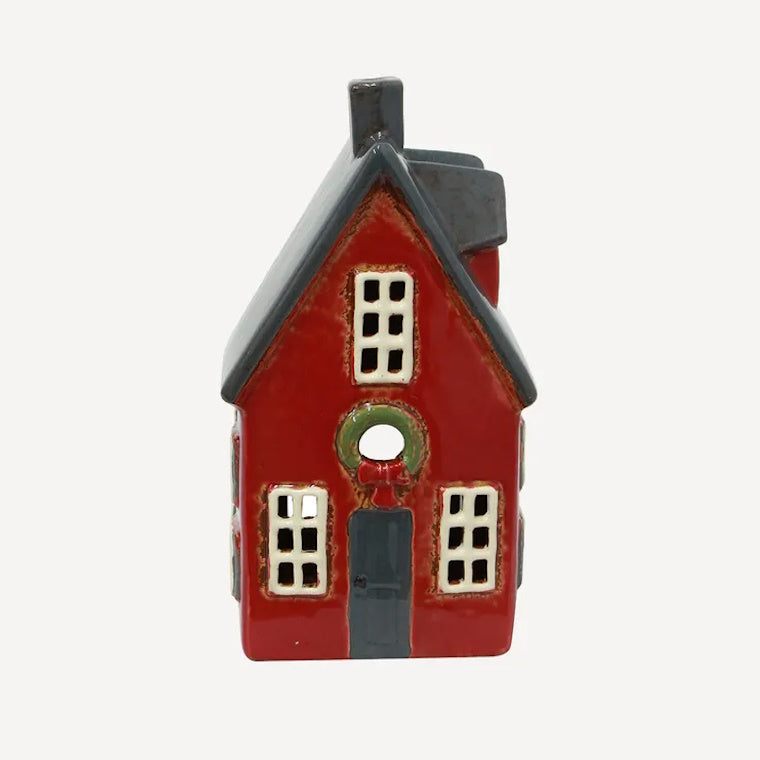 Alsace Tea Light Cottage Red with Wreath