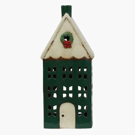 Alsace Tea Light House Green with Wreath Large