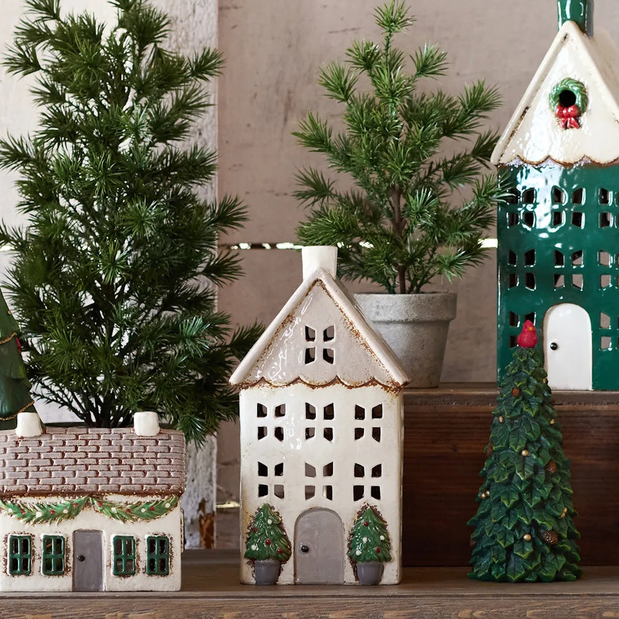 Alsace Tea Light House Stone with Pots Medium