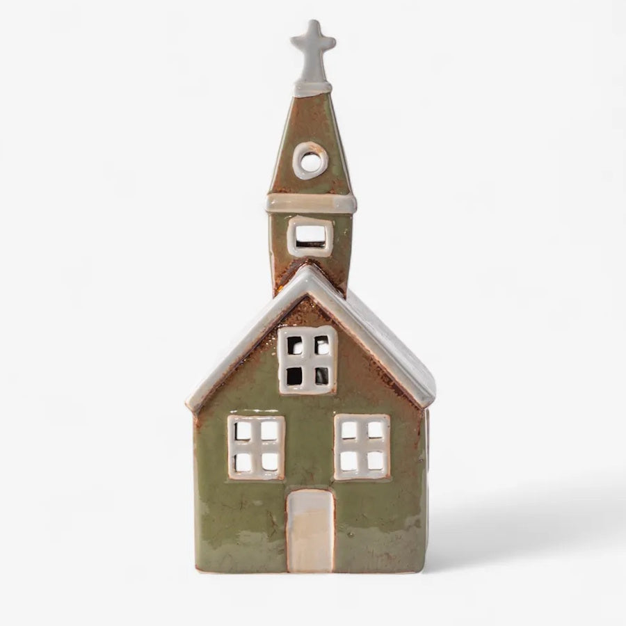 Alsace Tea Light Church Olive Green