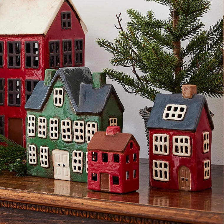 Alsace Tea Light House Navy Roof