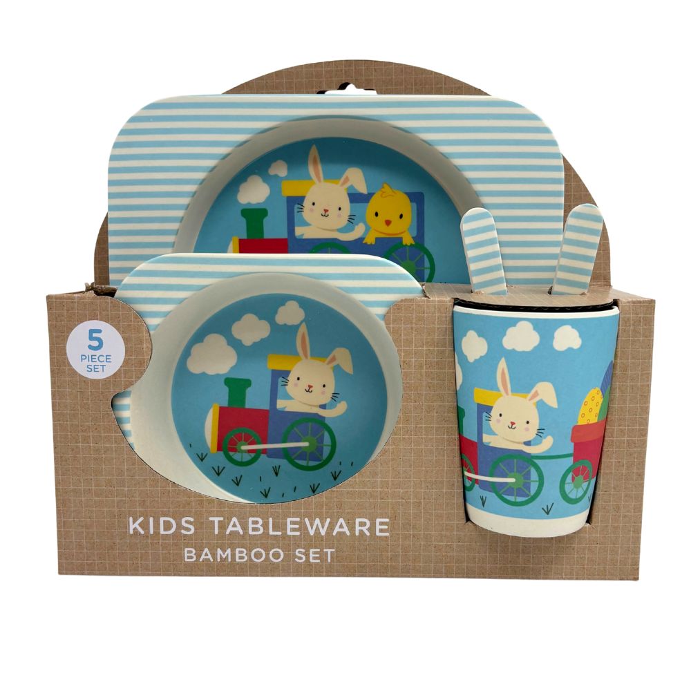Easter Kids Bamboo Tableware Set - Train