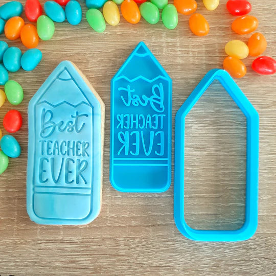 Best Teacher Ever Pencil Cookie Cutter & Embosser