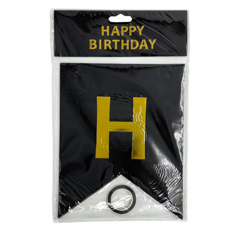 Happy Birthday Pennant Banner - Black