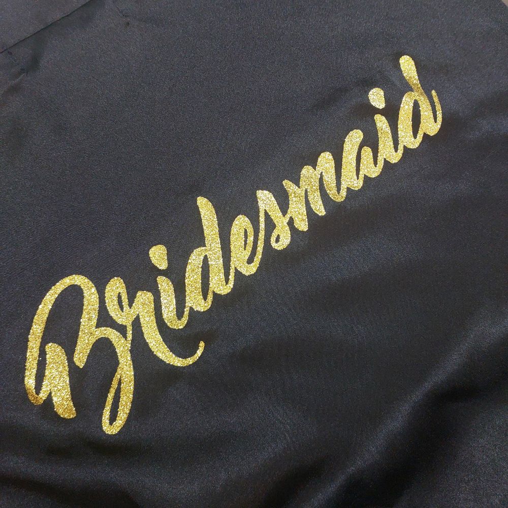 Black Satin Bridal Robe - Bridesmaid