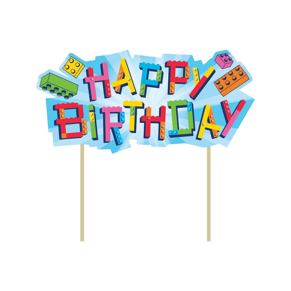 Block Bash Happy Birthday Cake Topper