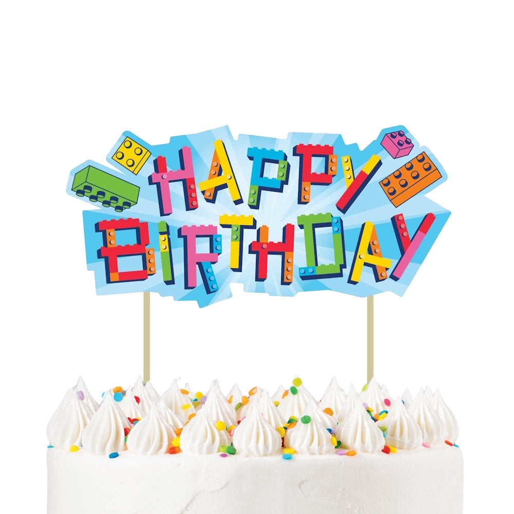 Block Bash Happy Birthday Cake Topper