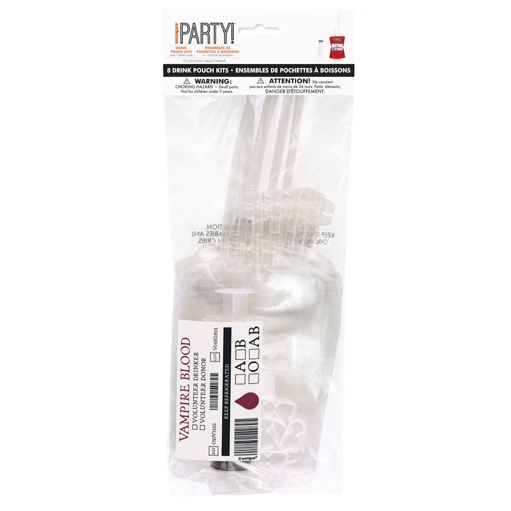 Blood Bag Drink Pouch Kits 8pk