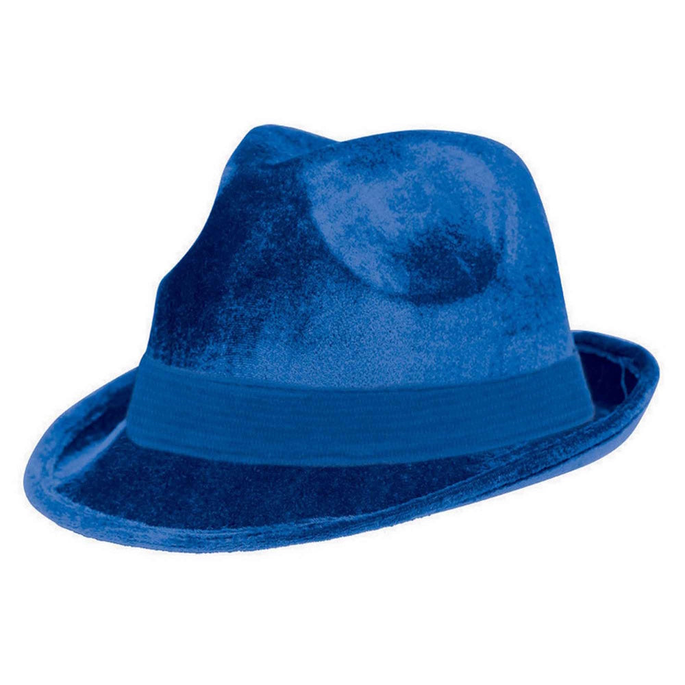 Blue Velour Fedora Hat