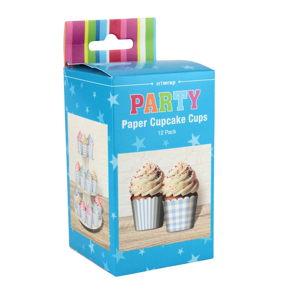 Blue Gingham & Striped Baking Cups 12pk