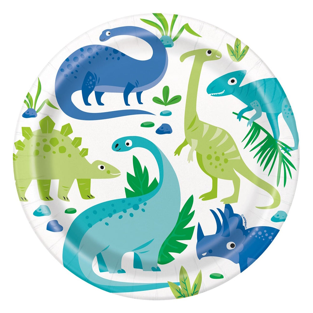 Blue & Green Dinosaur Dinner Plates 8pk