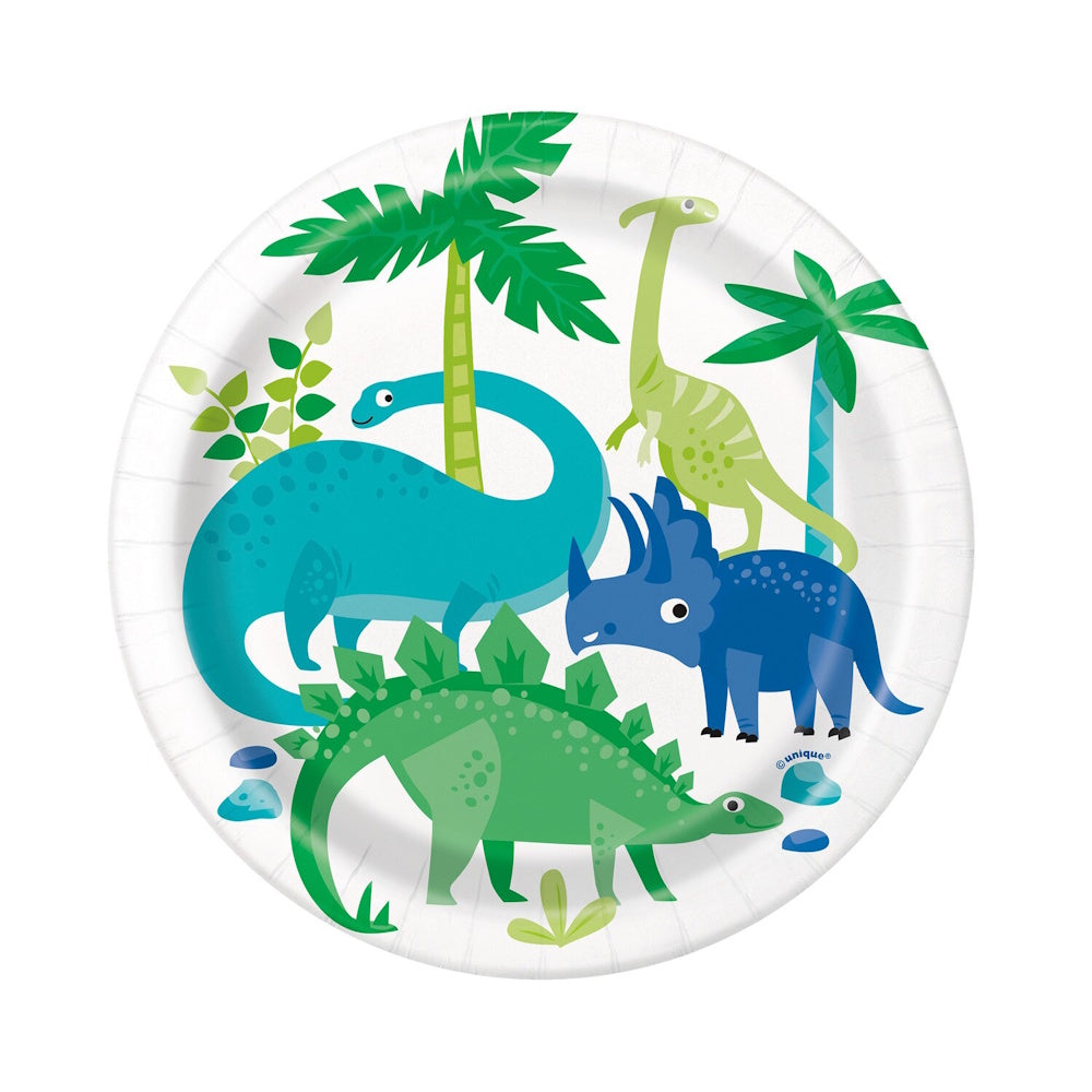 Blue & Green Dinosaur Lunch Plates 8pk