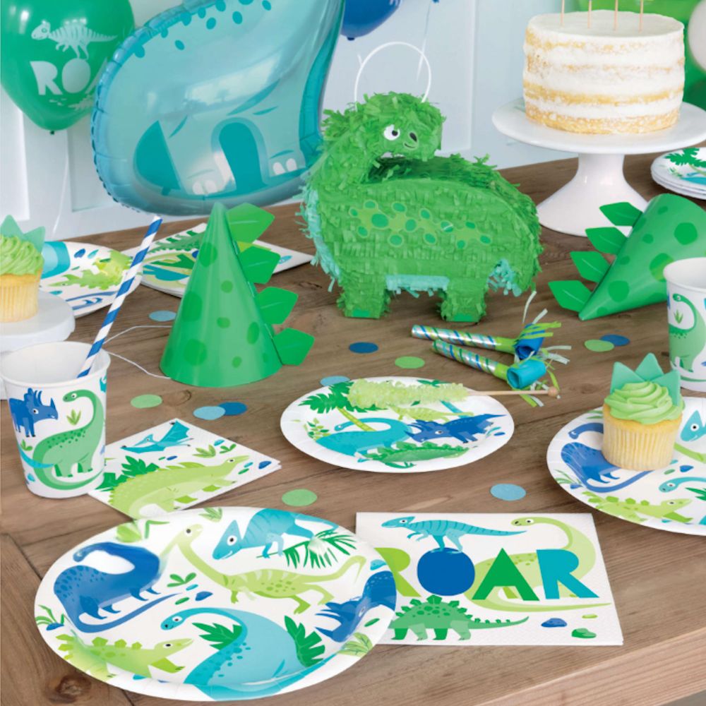Blue & Green Dinosaur Lunch Plates 8pk