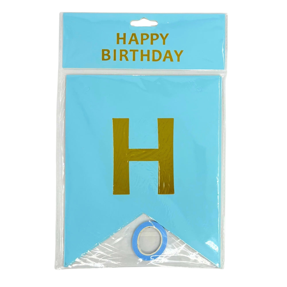 Happy Birthday Pennant Banner - Pale Blue