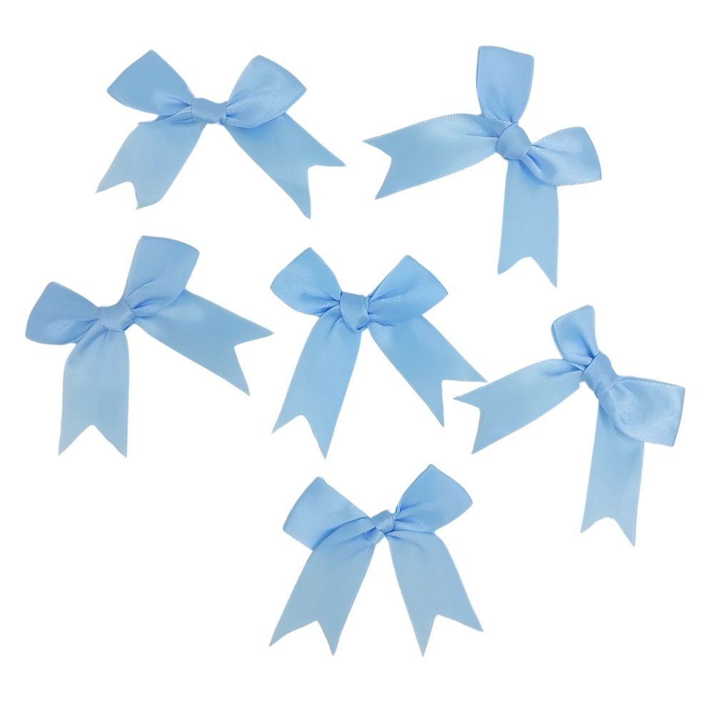Blue Satin Bows 6pk