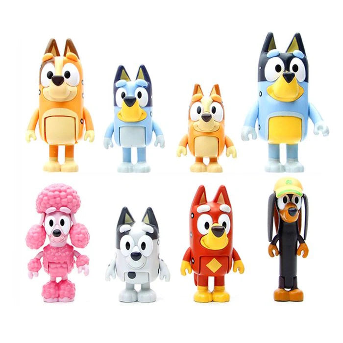 Bluey Figurine Cake Toppers 8 Piece Set