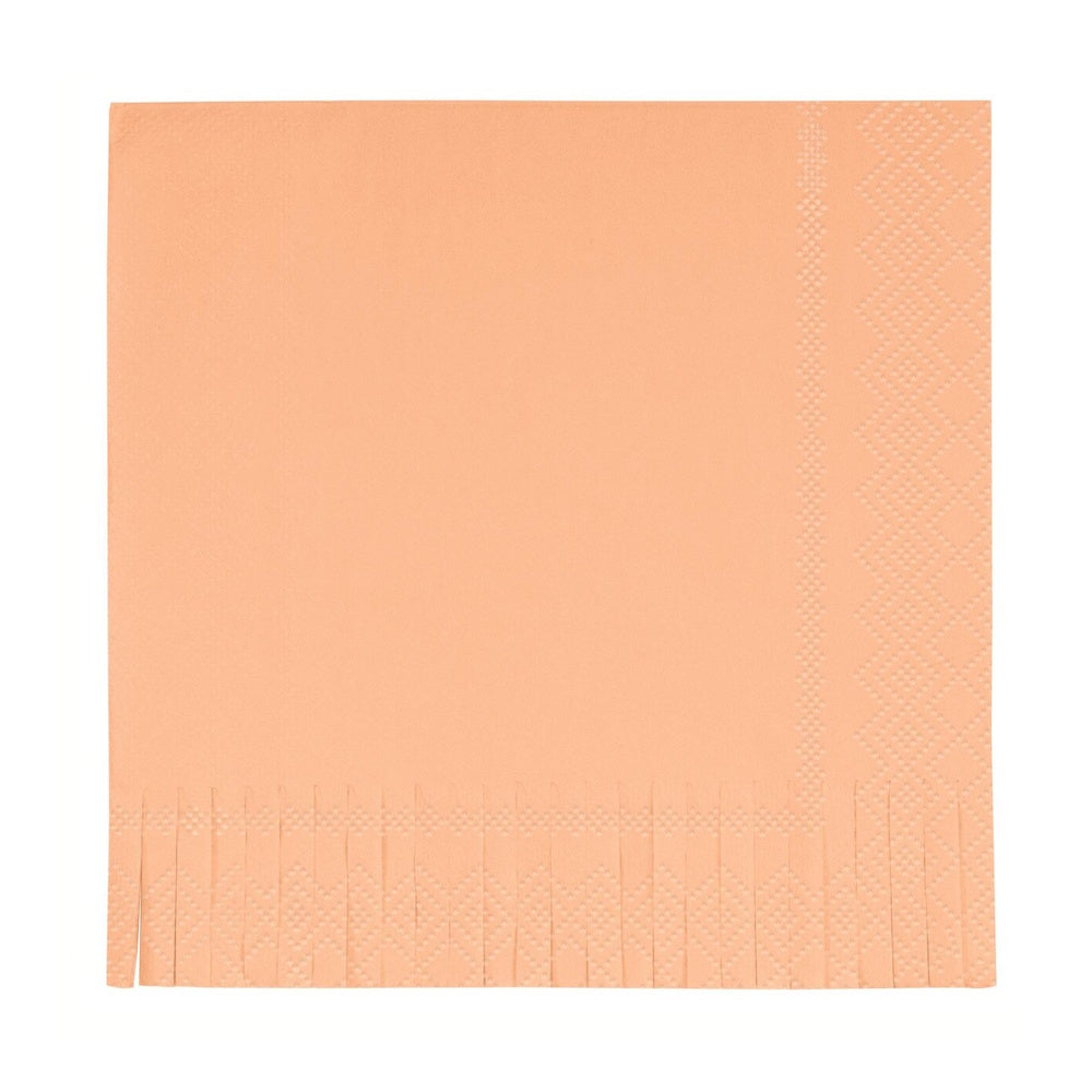Boho Peach Fringed Lunch Napkins 16pk