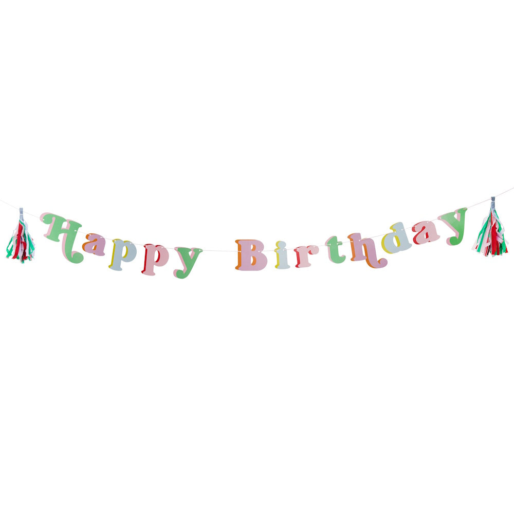 Bright Banquet Happy Birthday Banner with Tassels