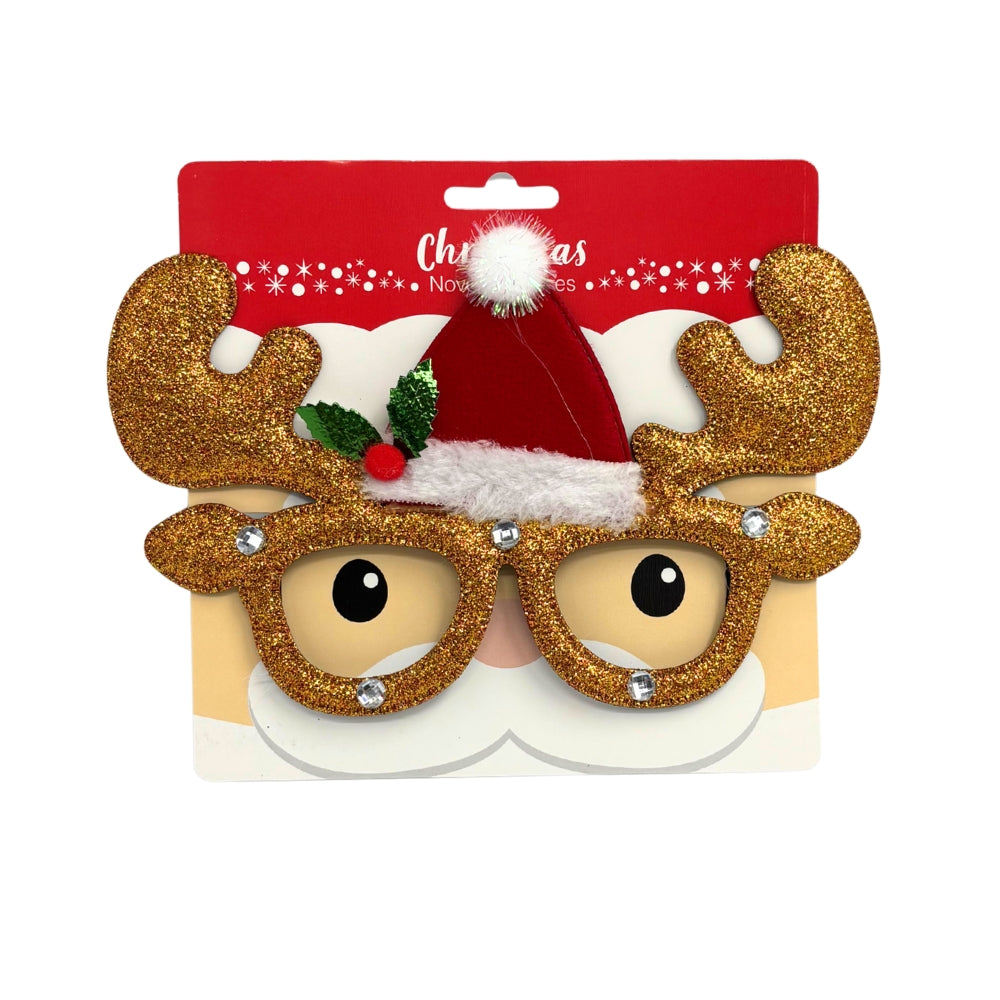 Glitter Novelty Christmas Glasses - Reindeer