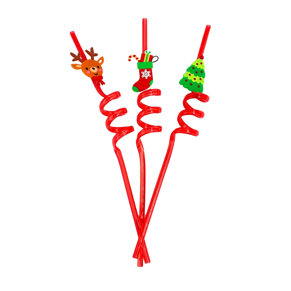 Christmas Novelty Straws 3pk