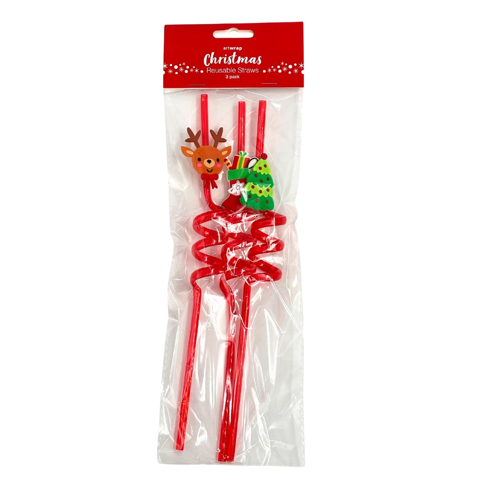 Christmas Novelty Straws 3pk