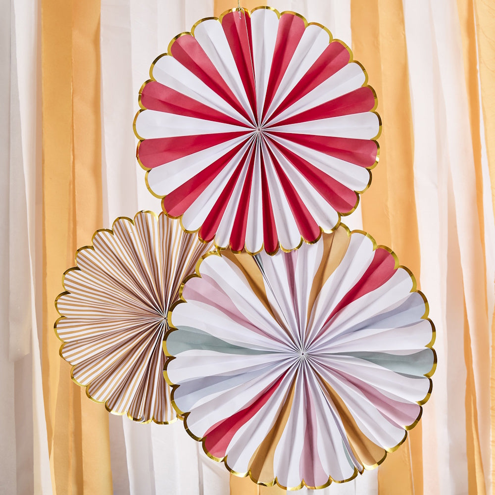 Circus Party Paper Fans Set of 3