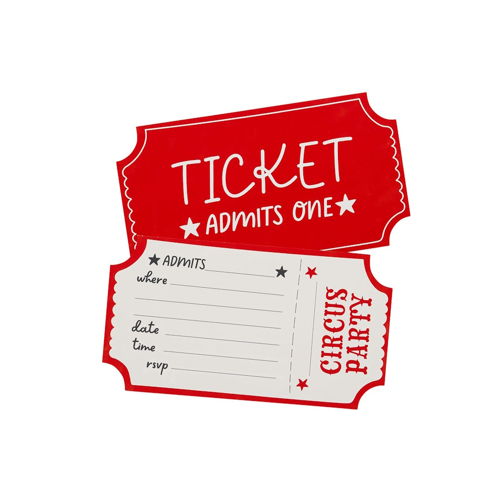 Circus Party Ticket Invitations 10pk