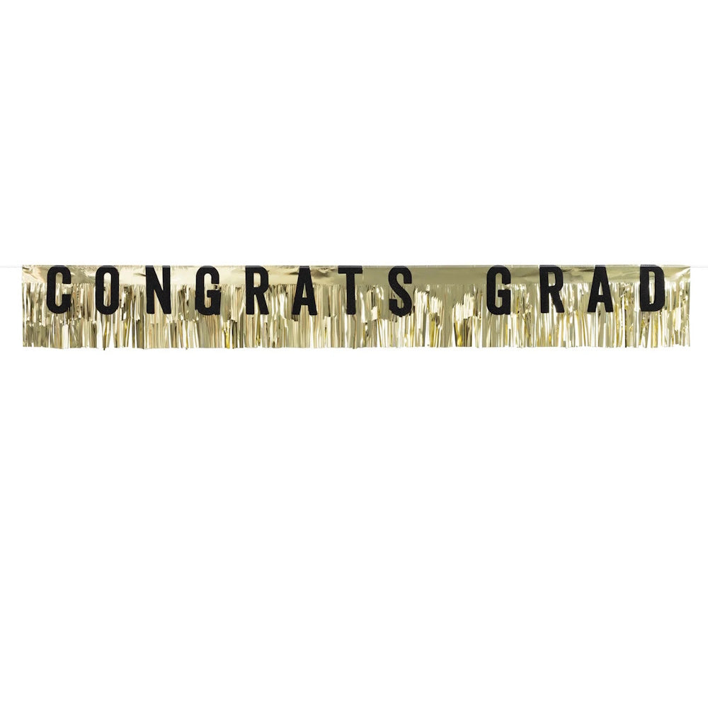 Congrats Grad Gold Foil Fringe Banner