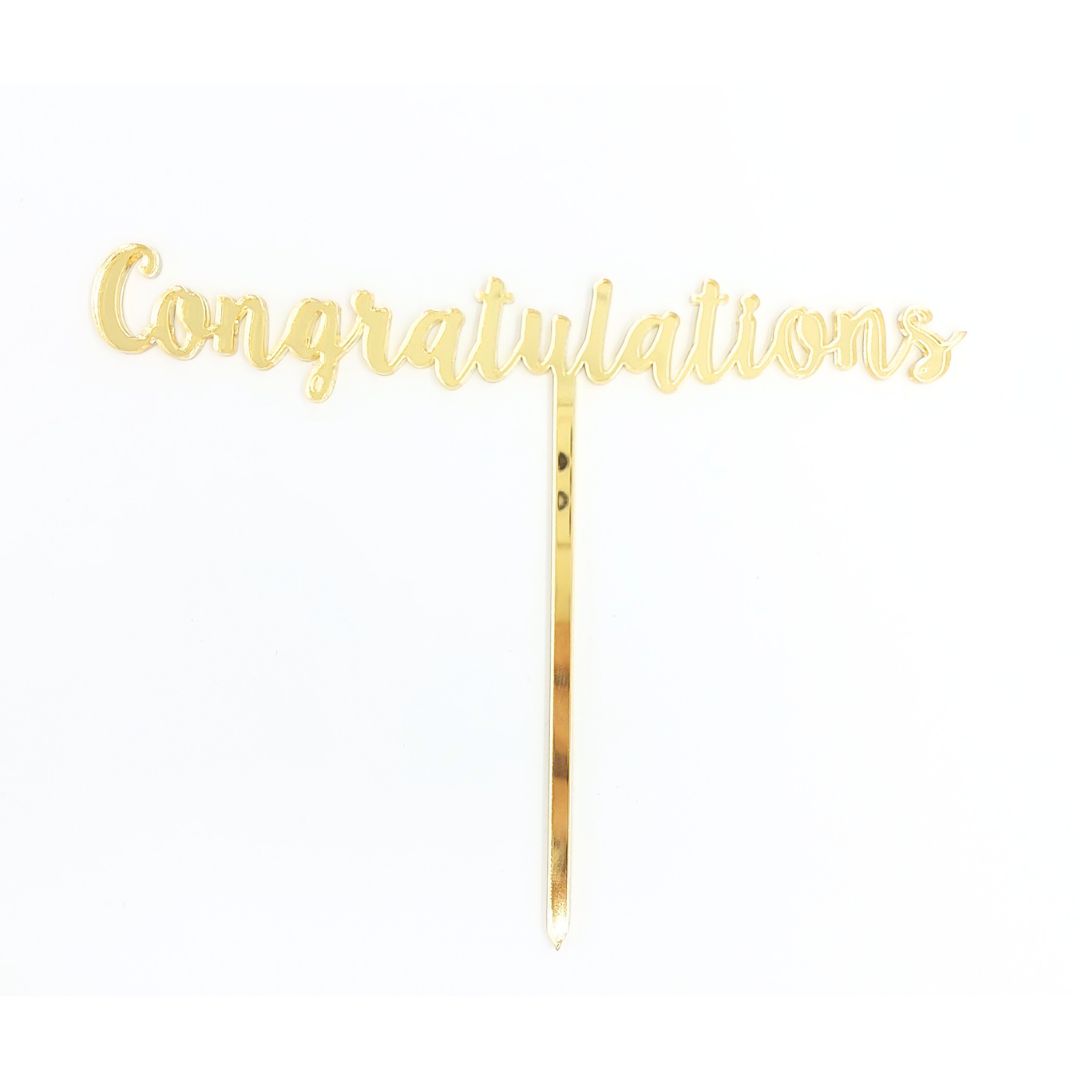 Congratulations Cake Topper - Gold