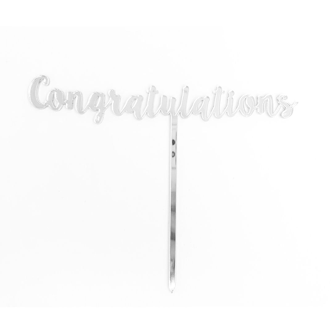 Congratulations Cake Topper - Silver