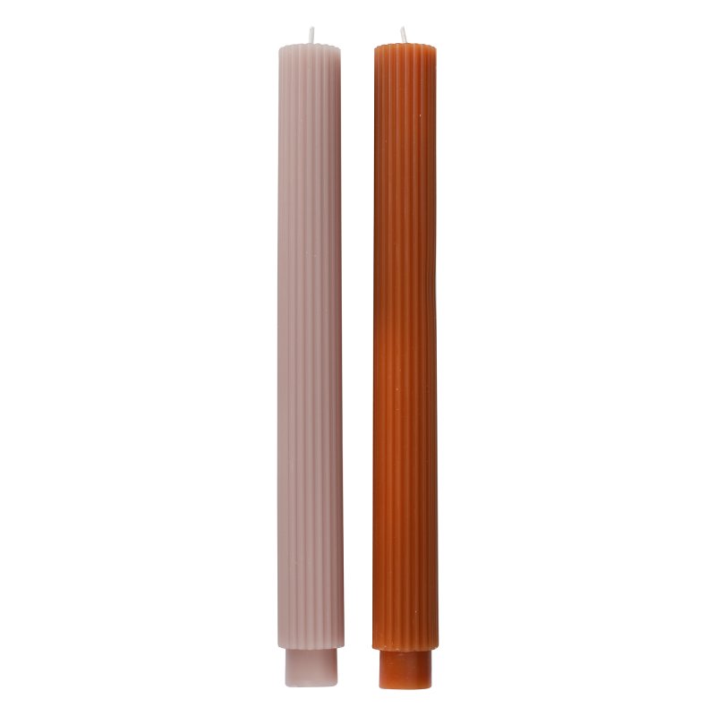 Cosy Copper Christmas Ribbed Dinner Candles 2pk