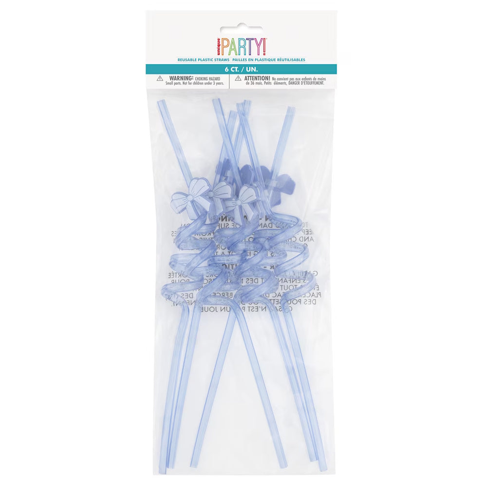 Dainty Bow Reusable Spiral Straws 6pk